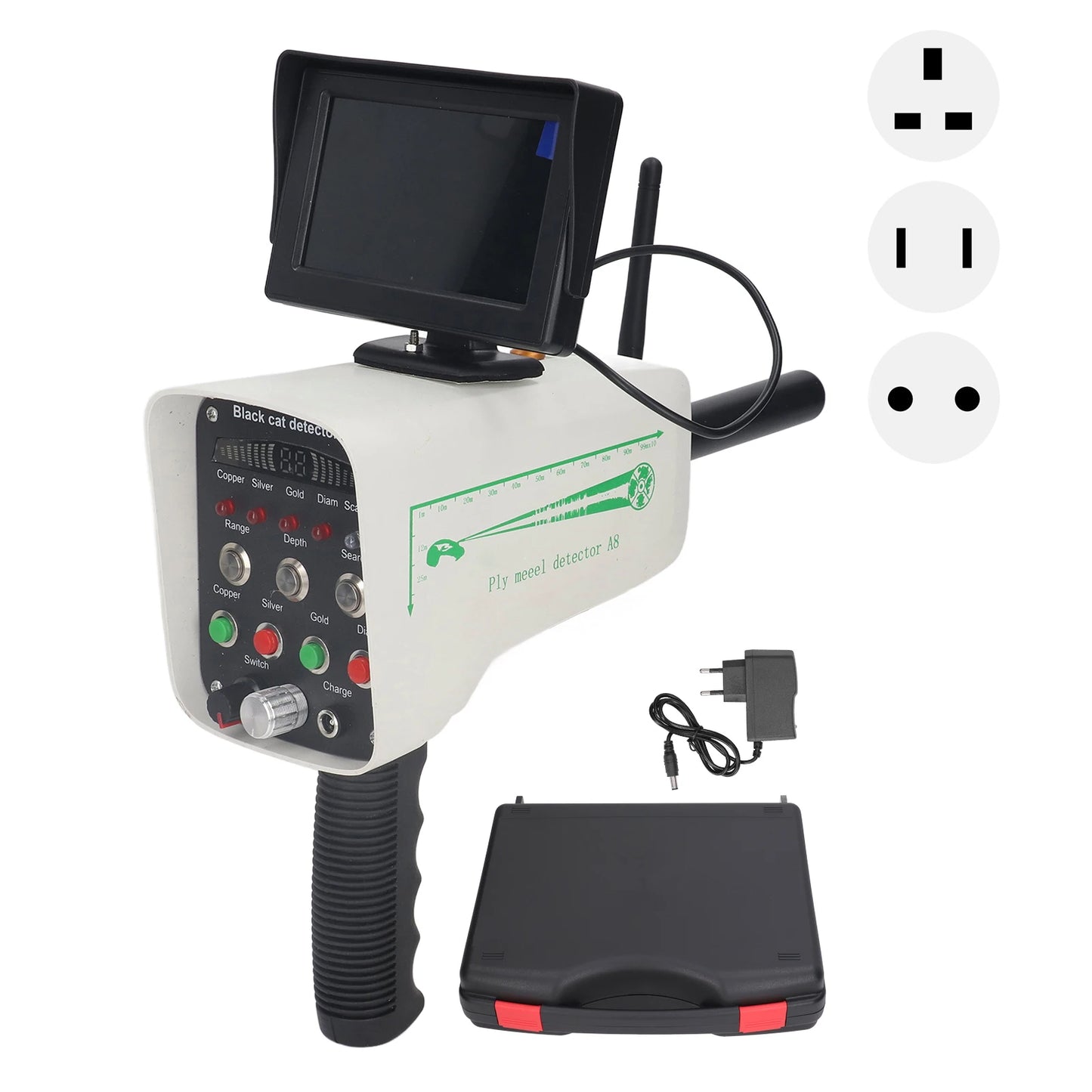 Long Range Gold Detector AC100 to 240V Underground Metal Scanner with High Definition Screen for Gold Silver Copper