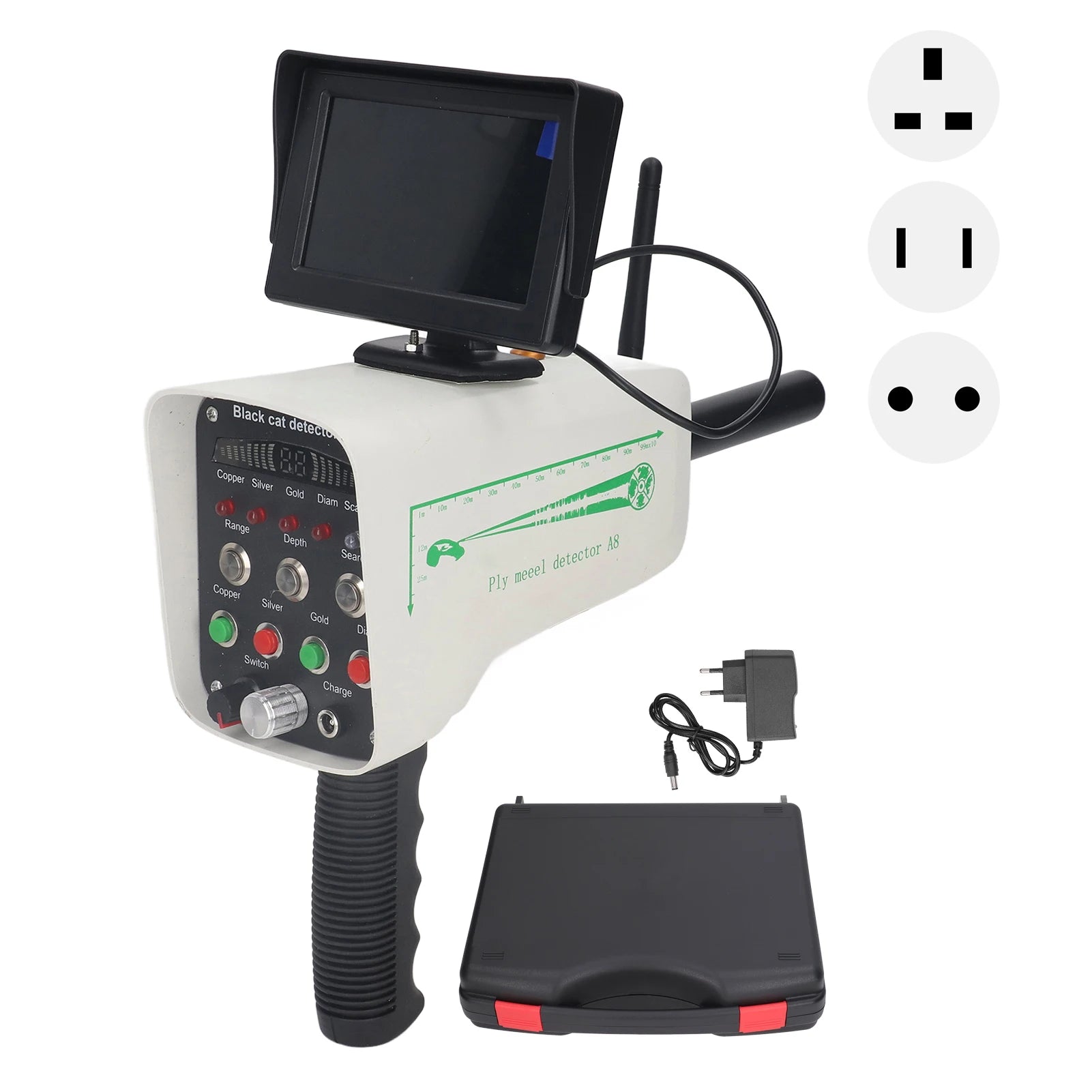 Long Range Gold Detector AC100 to 240V Underground Metal Scanner with High Definition Screen for Gold Silver Copper