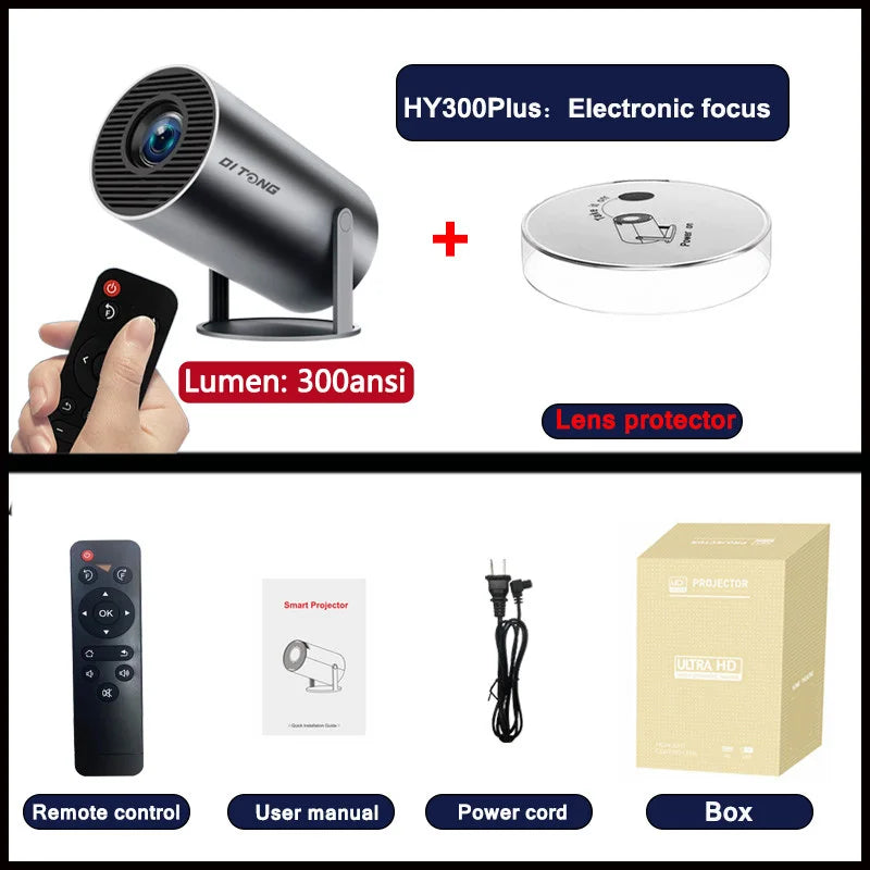 Hy300 Pro New Projector 4K Android Wifi 1080P 1280*720P HD Home Cinema Outdoor Portable Video Movies Led Mini Projetor