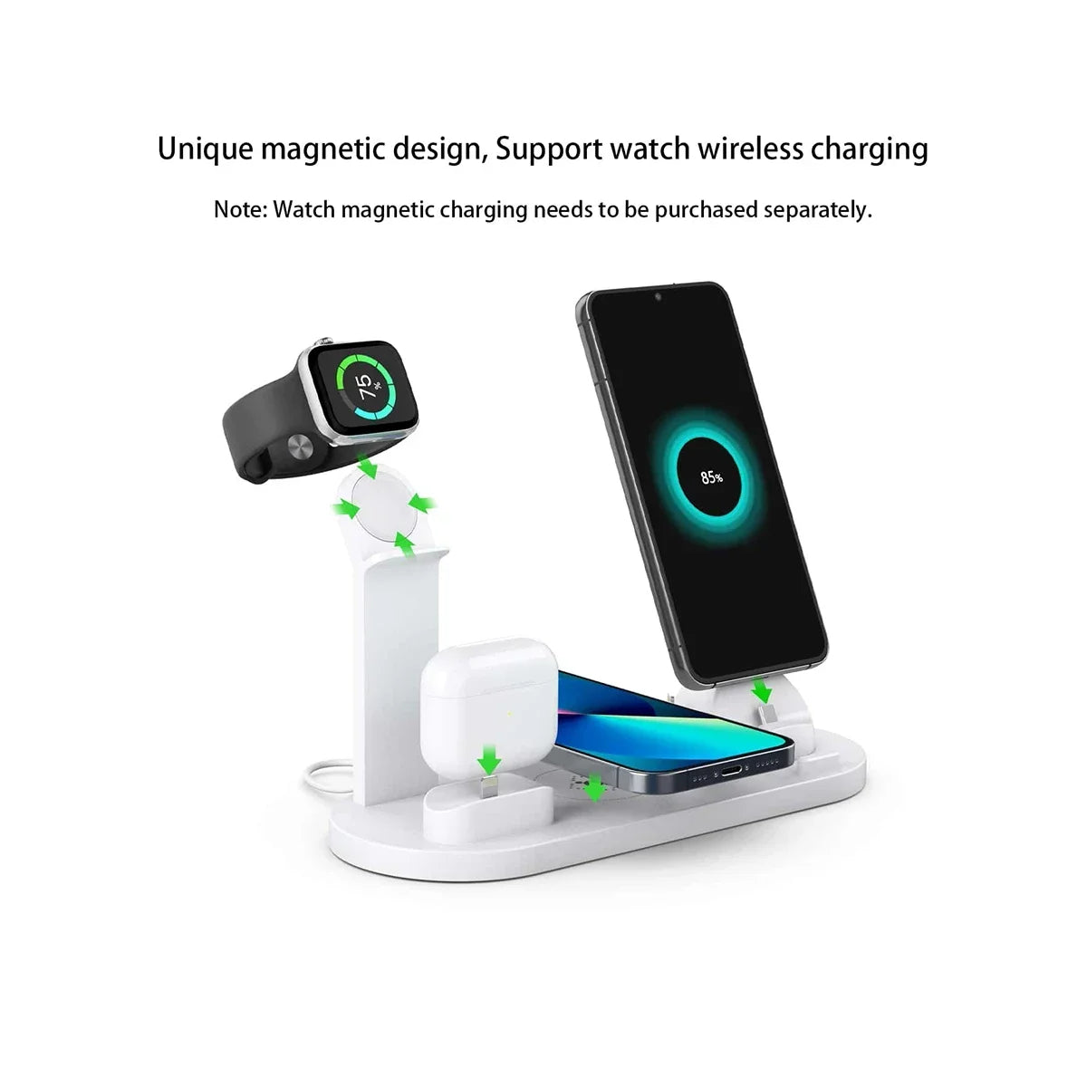 7 in 1 Wireless Charger Stand Pad for Iphone 15 14 13 12 11 X Apple Watch Airpods Desk Phone Chargers Fast Charging Dock Station
