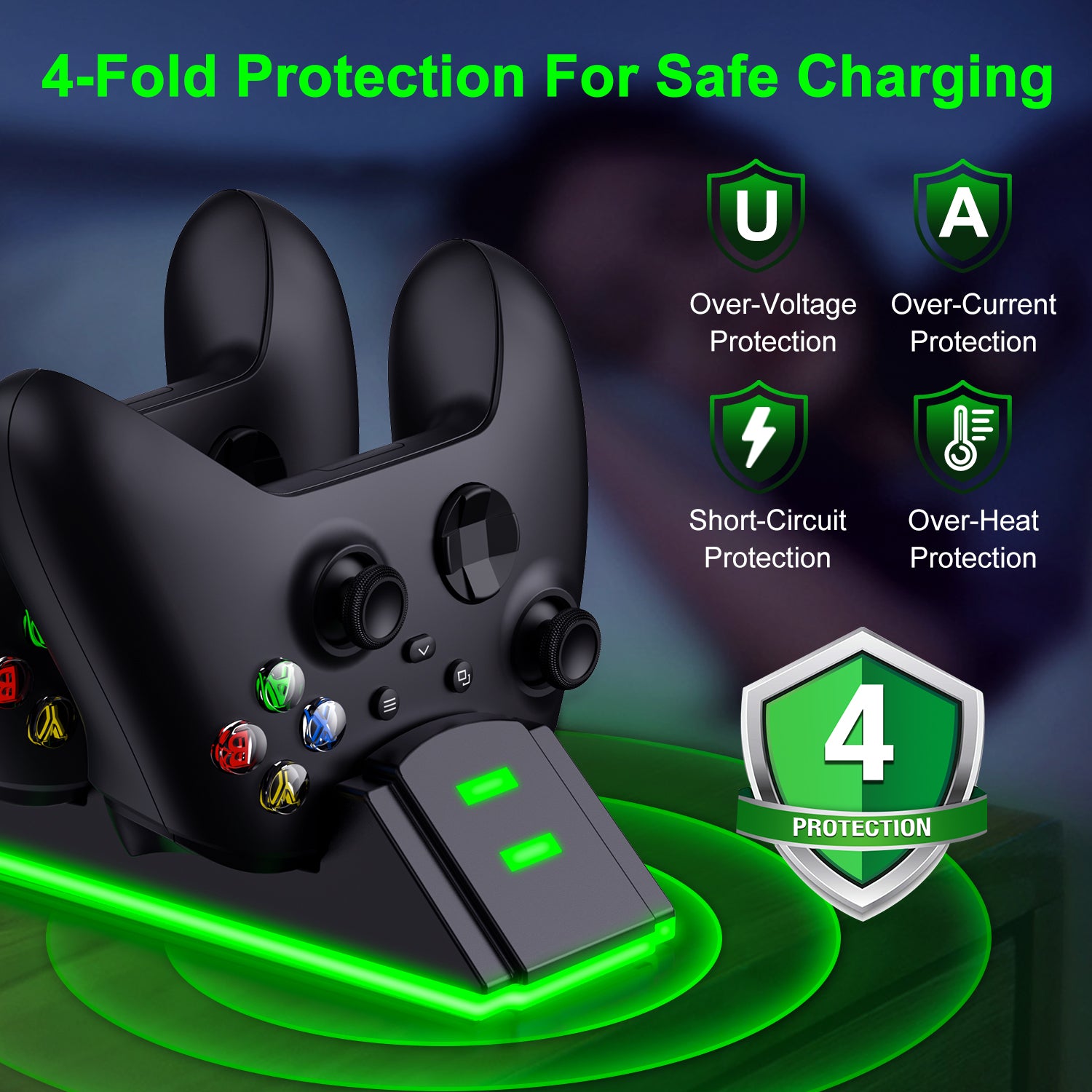 Charging Station Kit with 2 X 1200Mah(3600Mwh)Rechargeable Battery Pack for Xbox Series X|S/Xbox One/Xbox One S/X/Elite, Black, S06