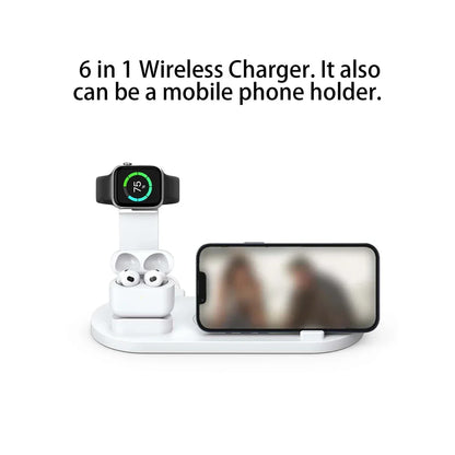 7 in 1 Wireless Charger Stand Pad for Iphone 15 14 13 12 11 X Apple Watch Airpods Desk Phone Chargers Fast Charging Dock Station