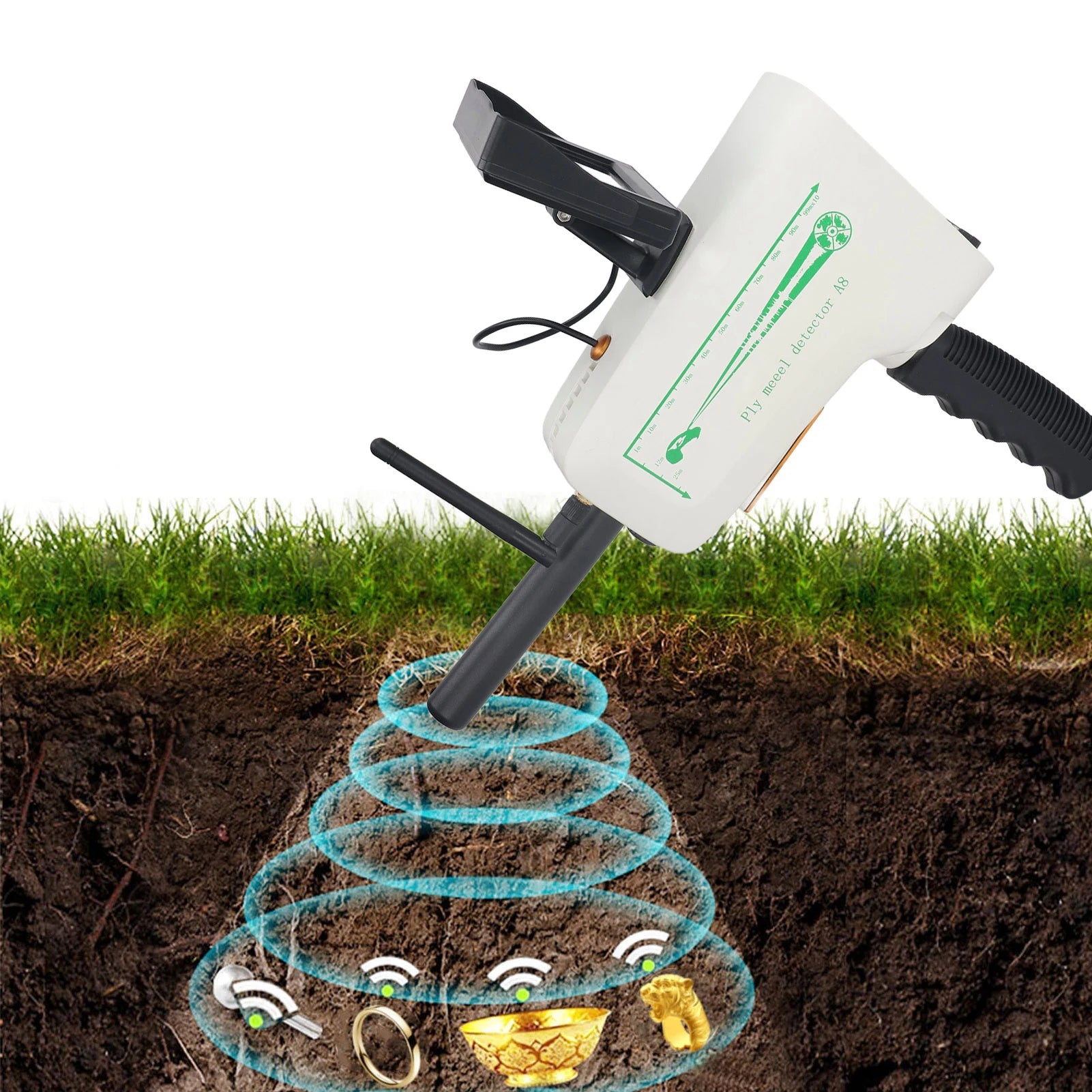 Long Range Gold Detector AC100 to 240V Underground Metal Scanner with High Definition Screen for Gold Silver Copper